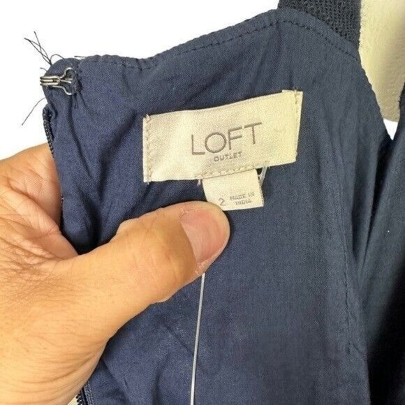 LOFT Outlet Navy Blue Jumper Dress Pockets Sz 2 NEW - Picture 10 of 14